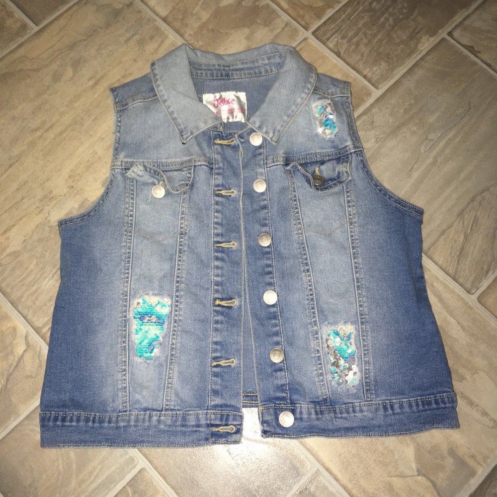 Justice denim vest size 14/16